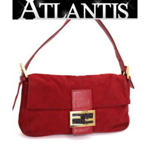 Fendi Handbags - Fendi Mamma Bucket Shoulder Bag Red Suede